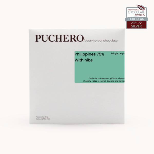 Philippines 75% with nibs <br> Paquiato <br> Con nibs de cacao